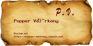 Popper Várkony névjegykártya